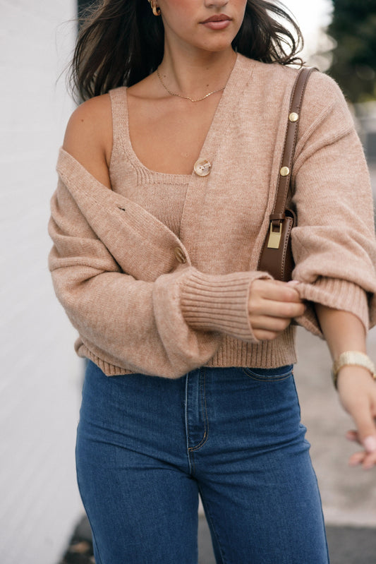 Button-Front V-Neck Cardigan