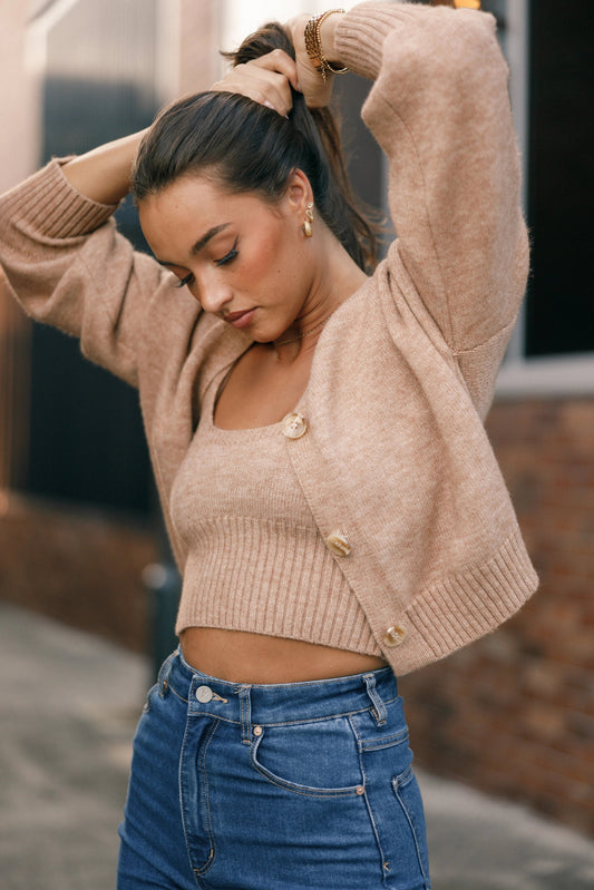 Button-Front V-Neck Cardigan