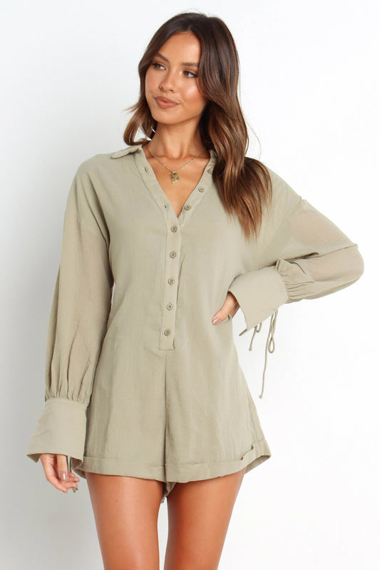 Collared Relaxed Cotton Playsuit